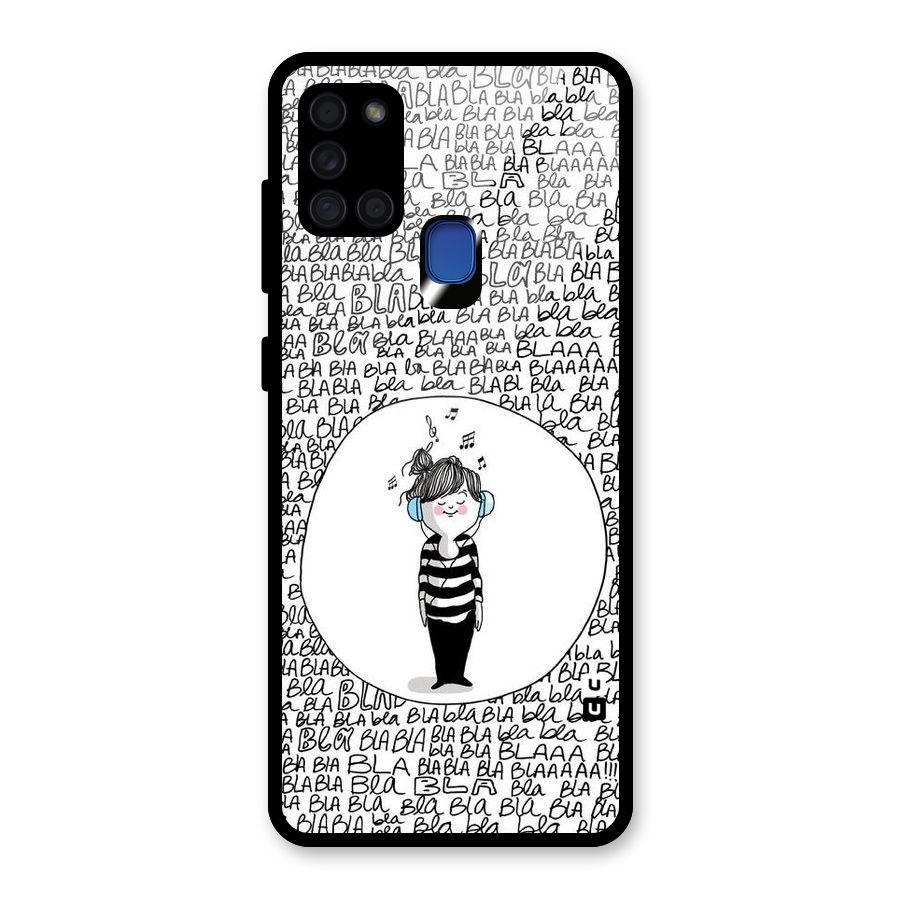 Music And Bla Bla Glass Back Case for Galaxy A21s