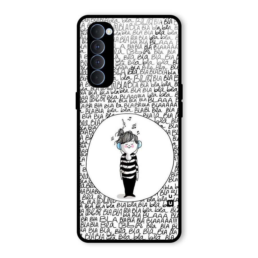 Music And Bla Bla Glass Back Case for Oppo Reno4 Pro