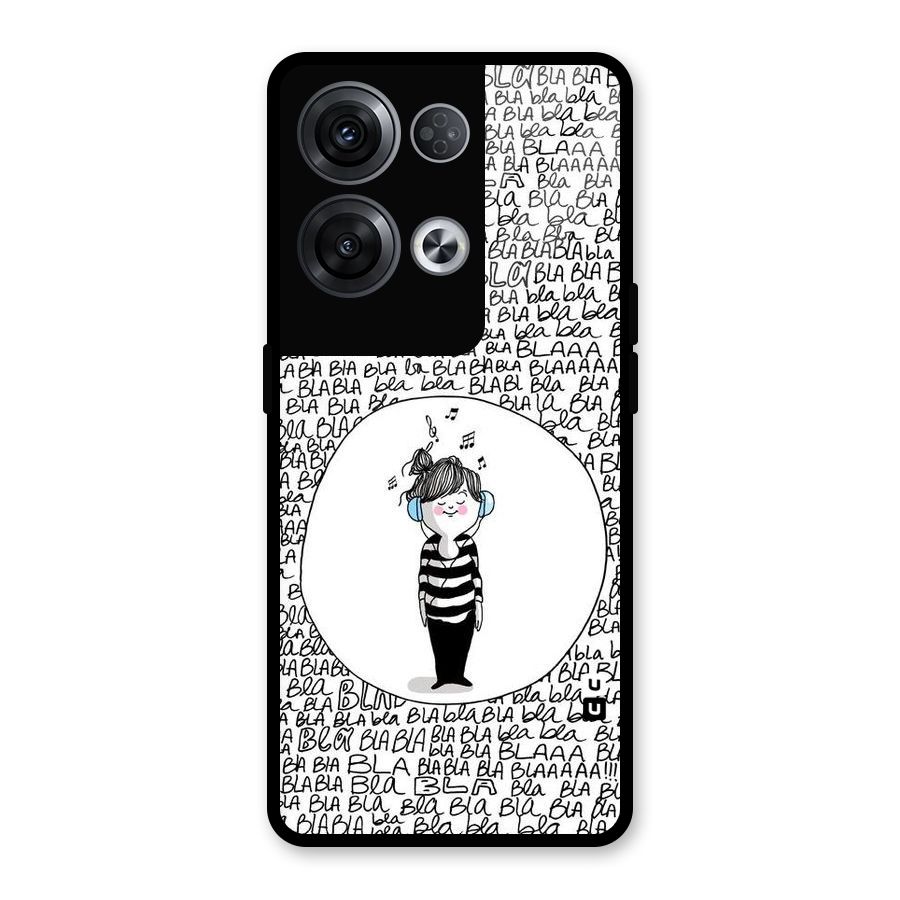 Music And Bla Bla Glass Back Case for Oppo Reno8 Pro 5G