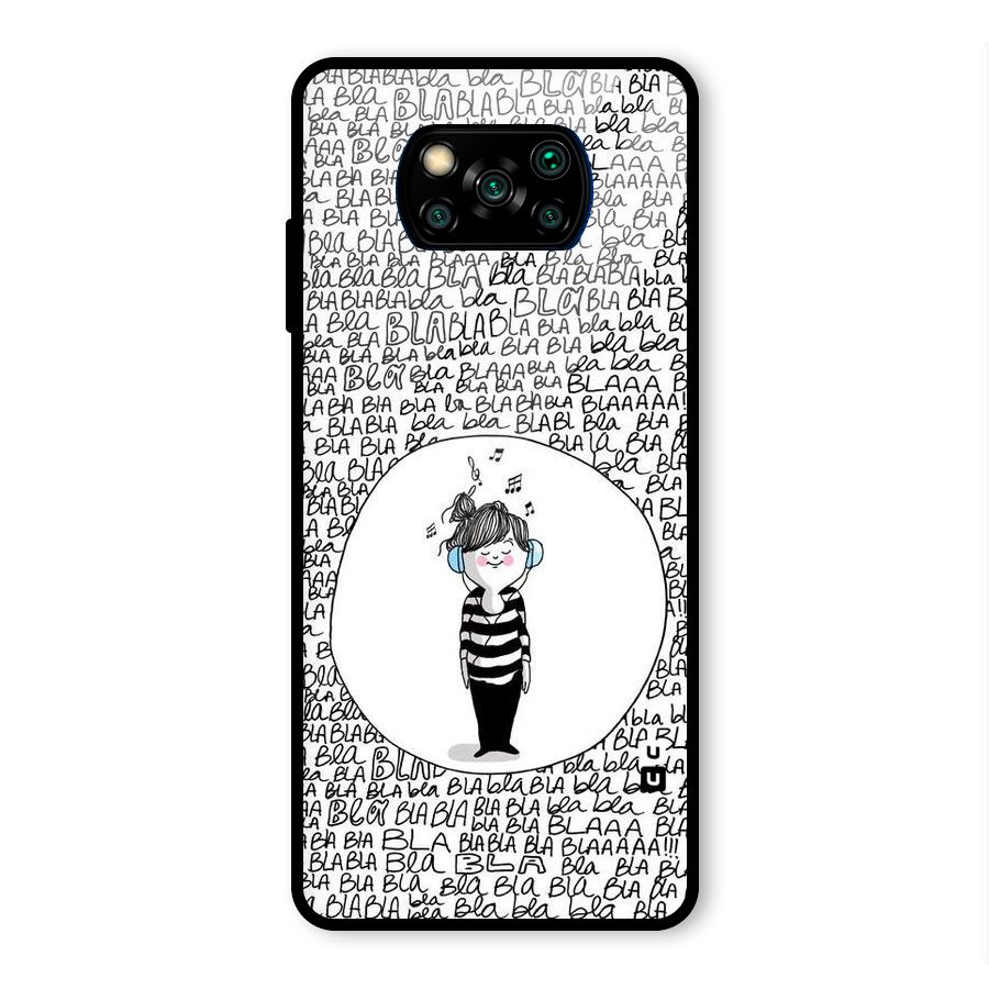 Music And Bla Bla Glass Back Case for Poco X3 Pro