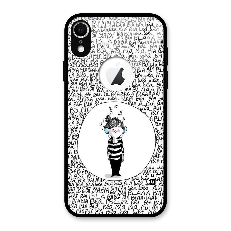 Music And Bla Bla Glass Back Case for iPhone XR Logo Cut