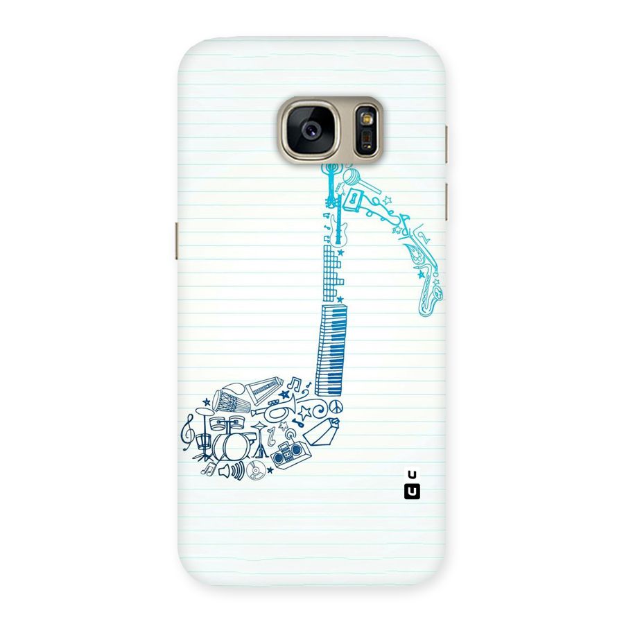 Music Note Design Back Case for Galaxy S7