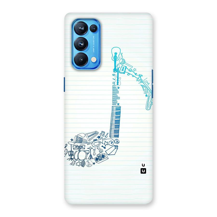 Music Note Design Back Case for Oppo Reno5 Pro 5G