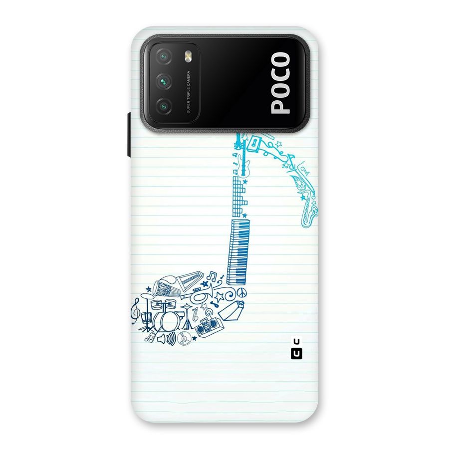 Music Note Design Back Case for Poco M3