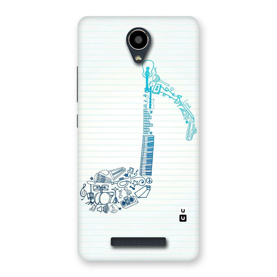 Music Note Design Back Case for Redmi Note 2