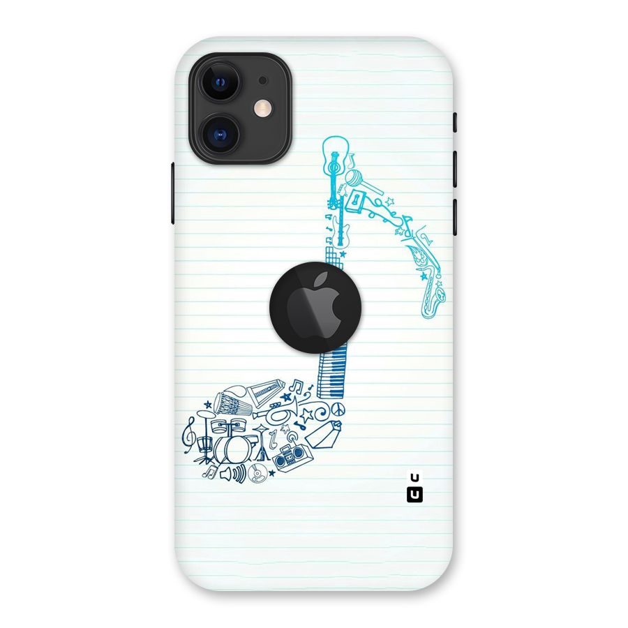 Music Note Design Back Case for iPhone 11 Logo Cut