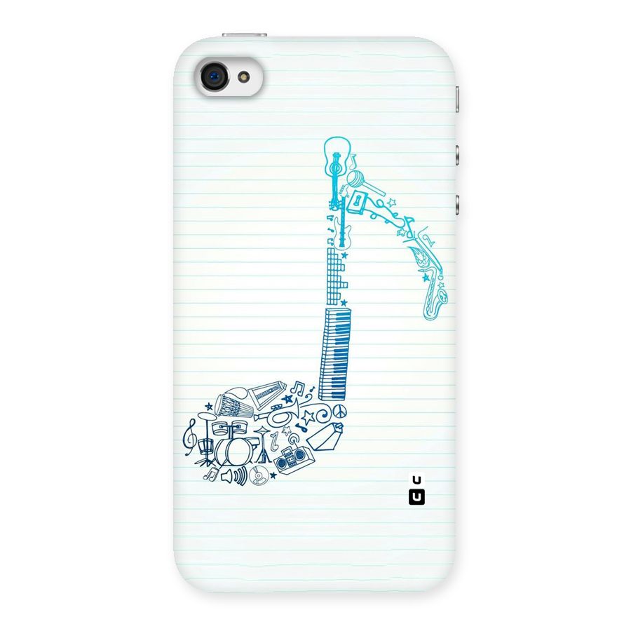 Music Note Design Back Case for iPhone 4 4s