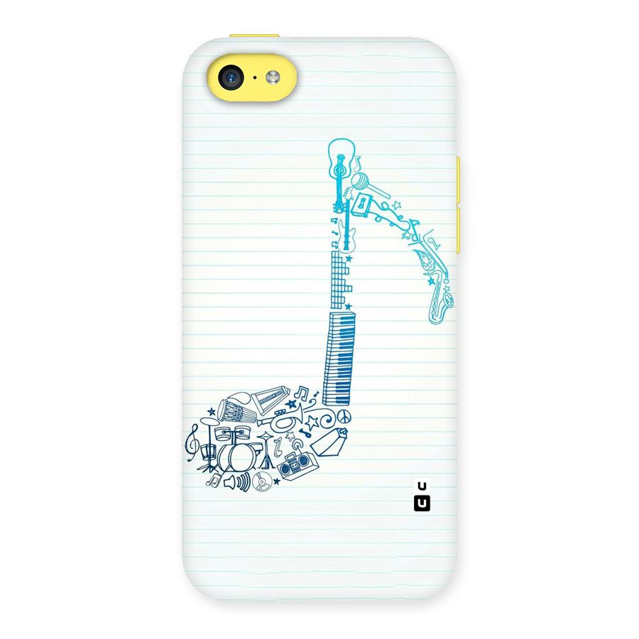 Music Note Design Back Case for iPhone 5C
