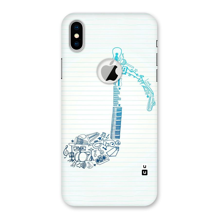Music Note Design Back Case for iPhone XS Logo Cut