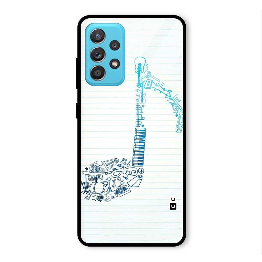 Music Note Design Glass Back Case for Galaxy A52