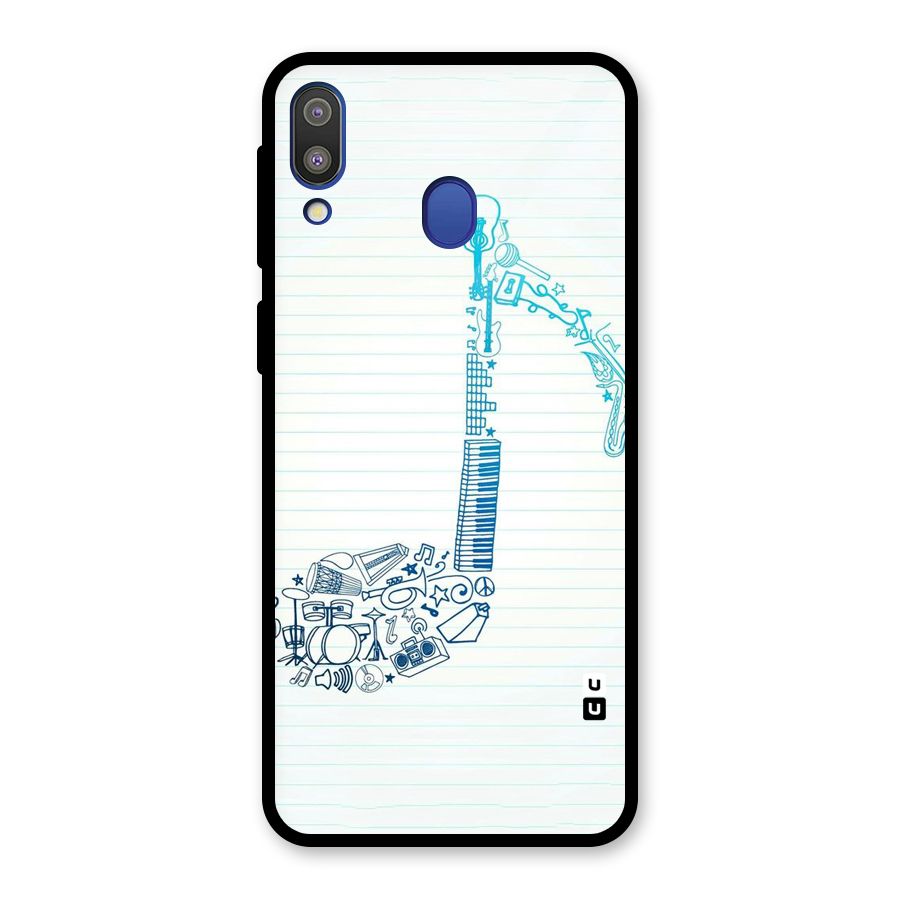 Music Note Design Glass Back Case for Galaxy M20