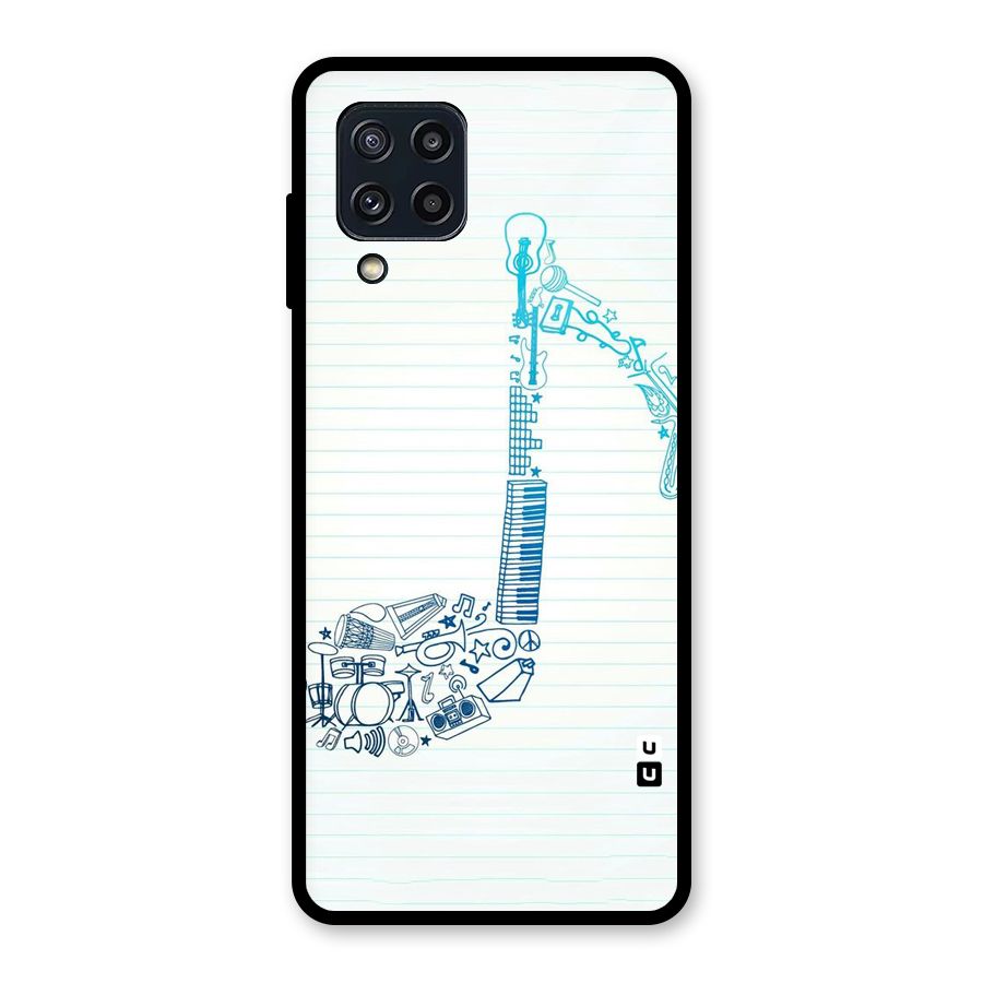 Music Note Design Glass Back Case for Galaxy M32
