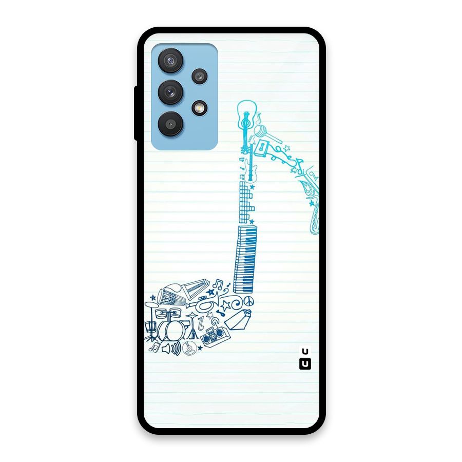 Music Note Design Glass Back Case for Galaxy M32 5G