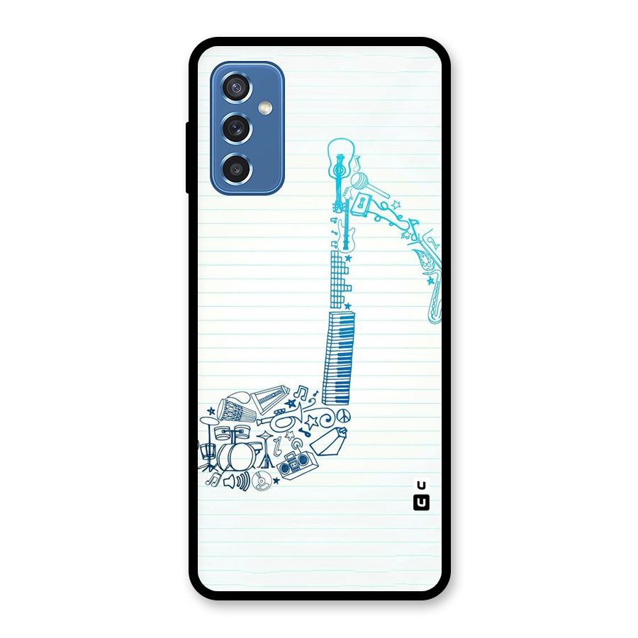 Music Note Design Glass Back Case for Galaxy M52 5G
