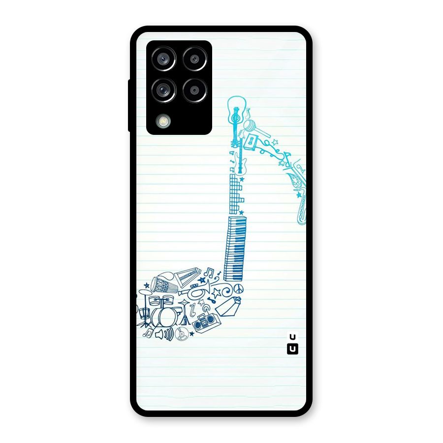 Music Note Design Glass Back Case for Galaxy M53 5G