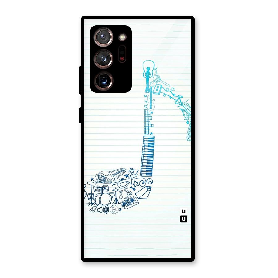 Music Note Design Glass Back Case for Galaxy Note 20 Ultra 5G