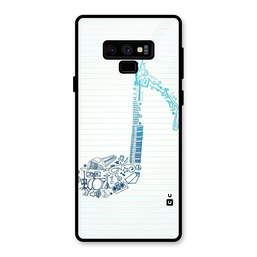 Music Note Design Glass Back Case for Galaxy Note 9