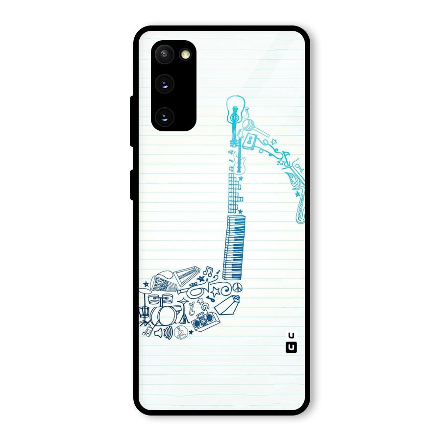 Music Note Design Glass Back Case for Galaxy S20 FE 5G