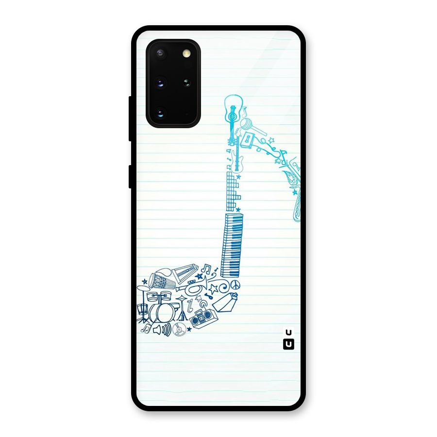 Music Note Design Glass Back Case for Galaxy S20 Plus