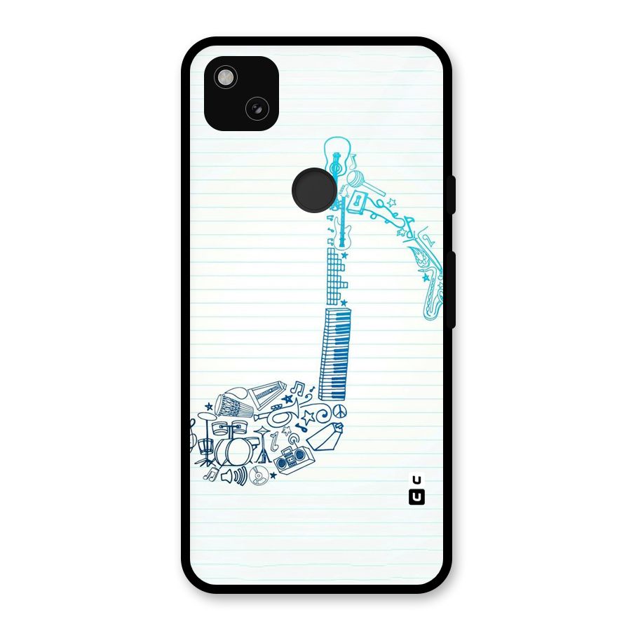 Music Note Design Glass Back Case for Google Pixel 4a
