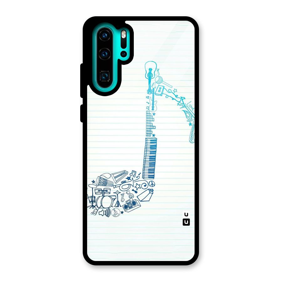Music Note Design Glass Back Case for Huawei P30 Pro
