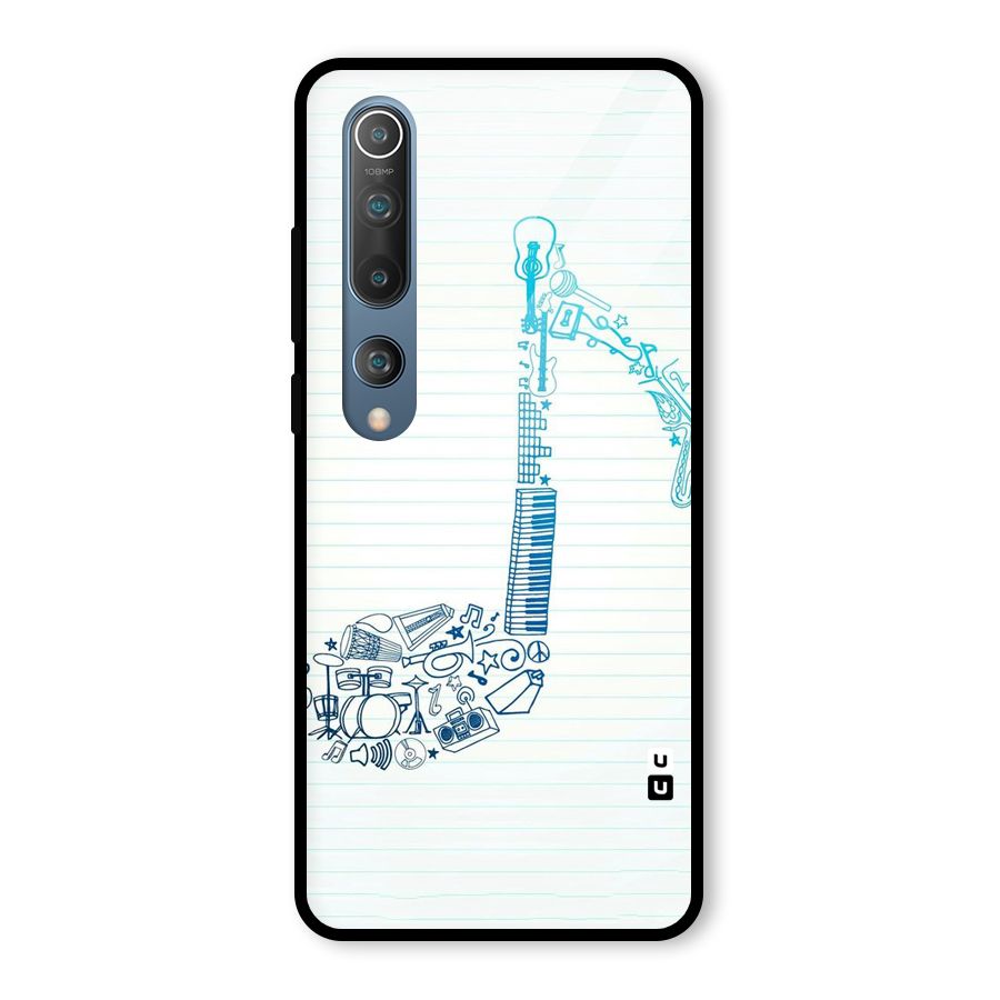 Music Note Design Glass Back Case for Mi 10