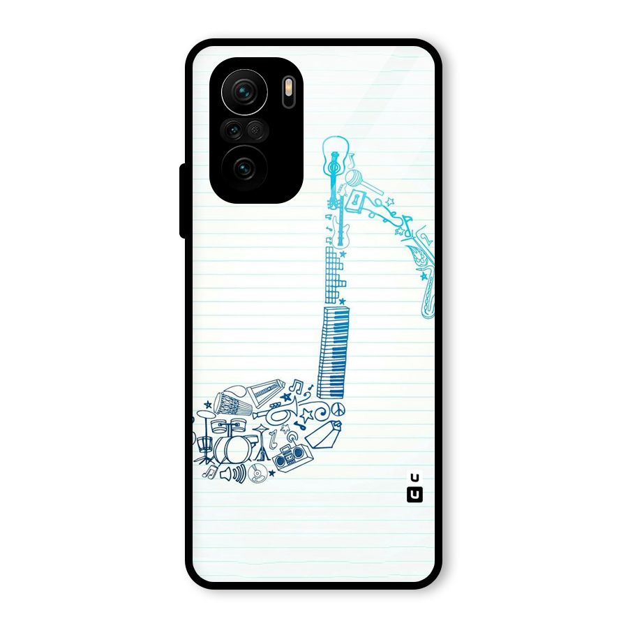Music Note Design Glass Back Case for Mi 11x