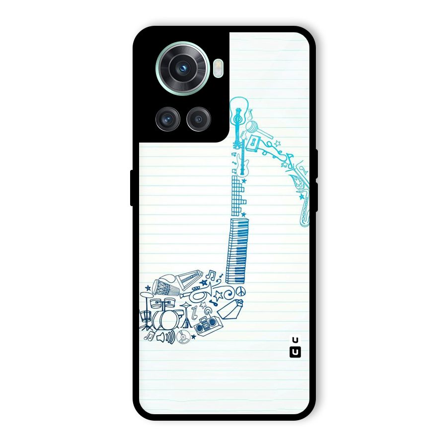 Music Note Design Glass Back Case for OnePlus 10R