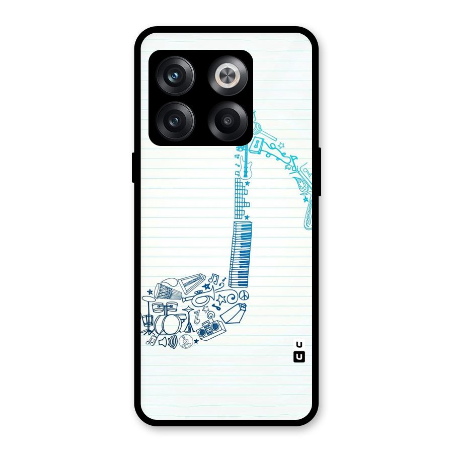Music Note Design Glass Back Case for OnePlus 10T