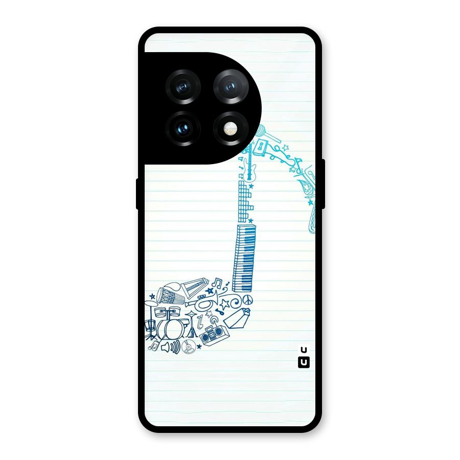 Music Note Design Glass Back Case for OnePlus 11