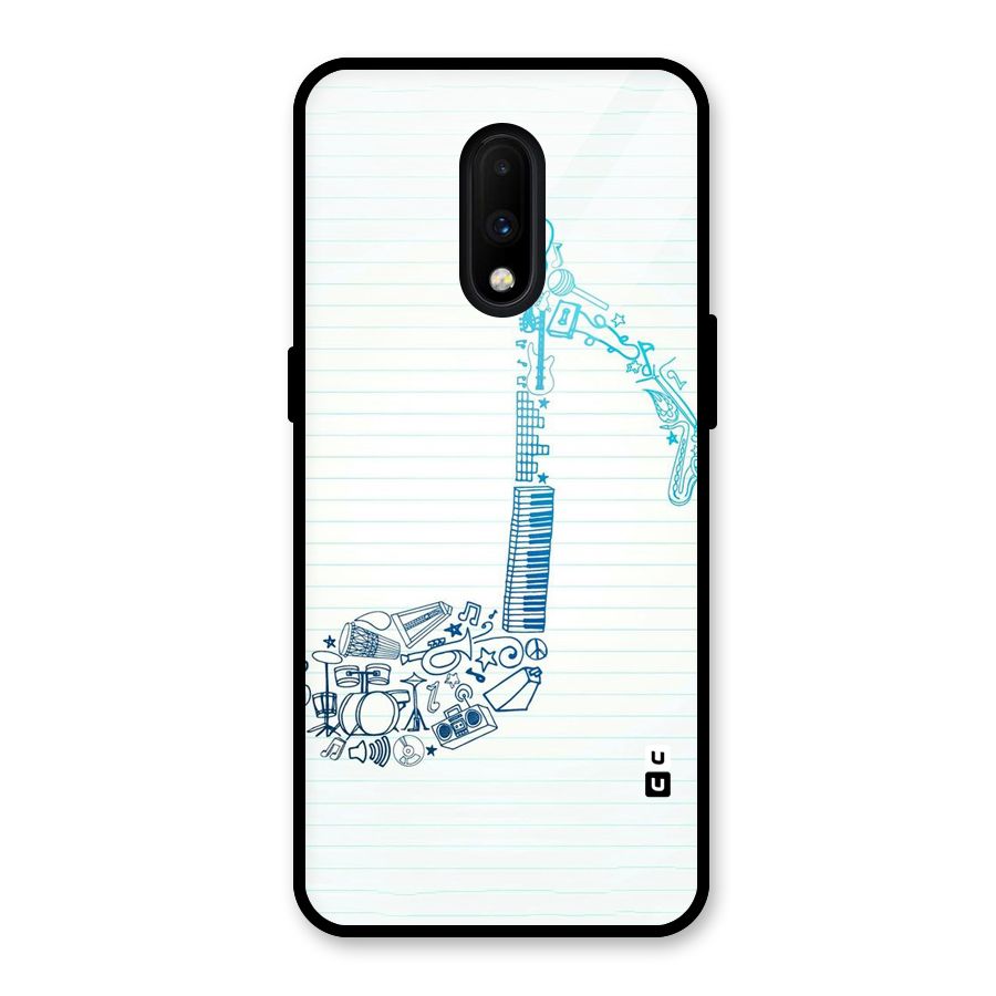 Music Note Design Glass Back Case for OnePlus 7
