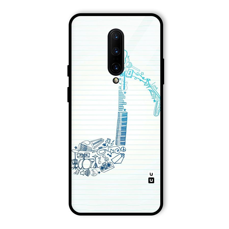 Music Note Design Glass Back Case for OnePlus 7 Pro