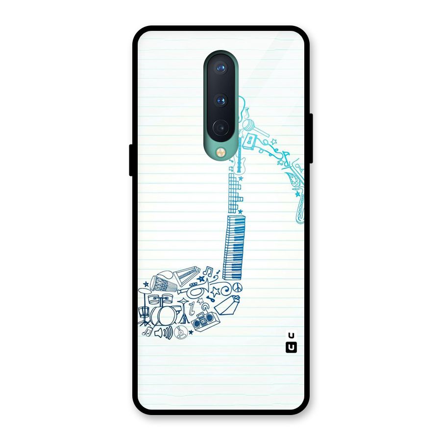 Music Note Design Glass Back Case for OnePlus 8
