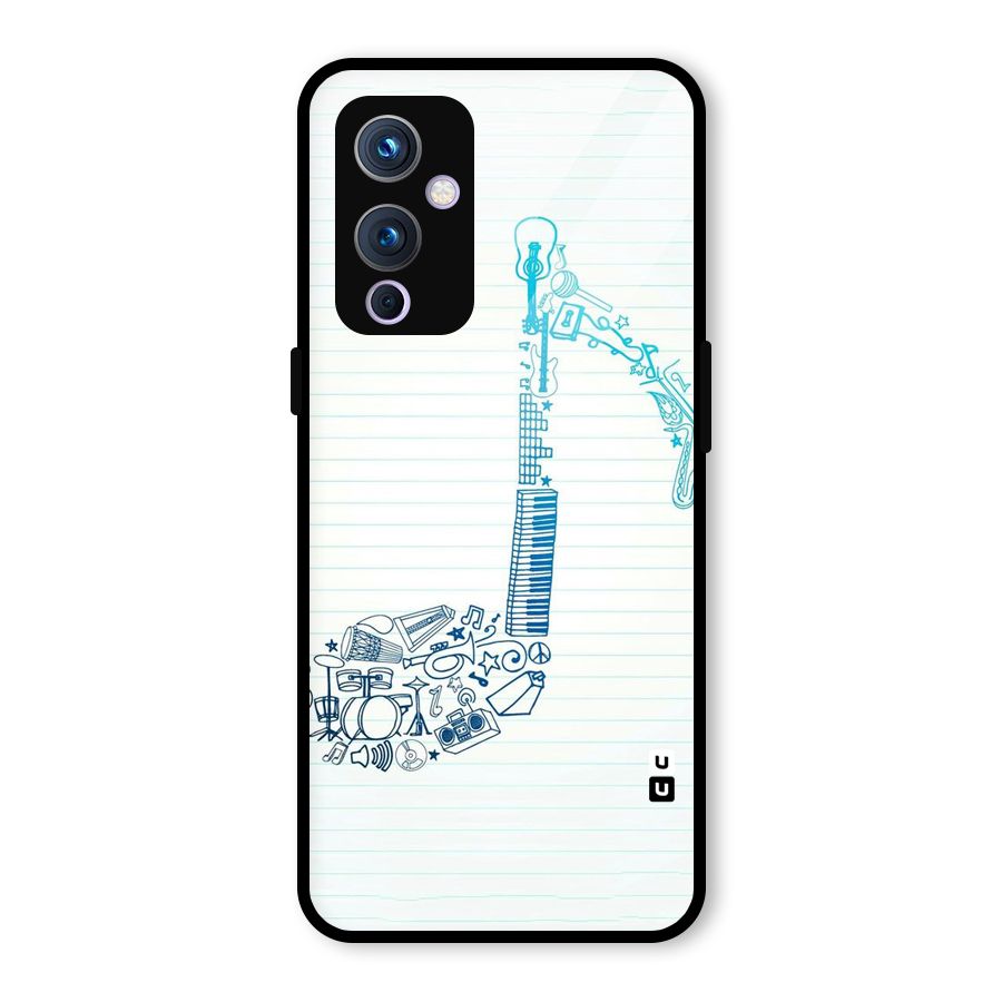 Music Note Design Glass Back Case for OnePlus 9