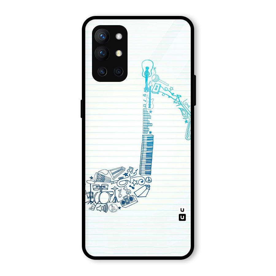 Music Note Design Glass Back Case for OnePlus 9R