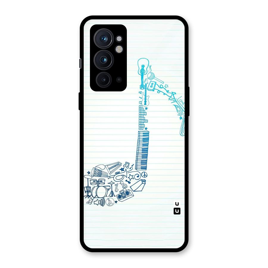 Music Note Design Glass Back Case for OnePlus 9RT 5G