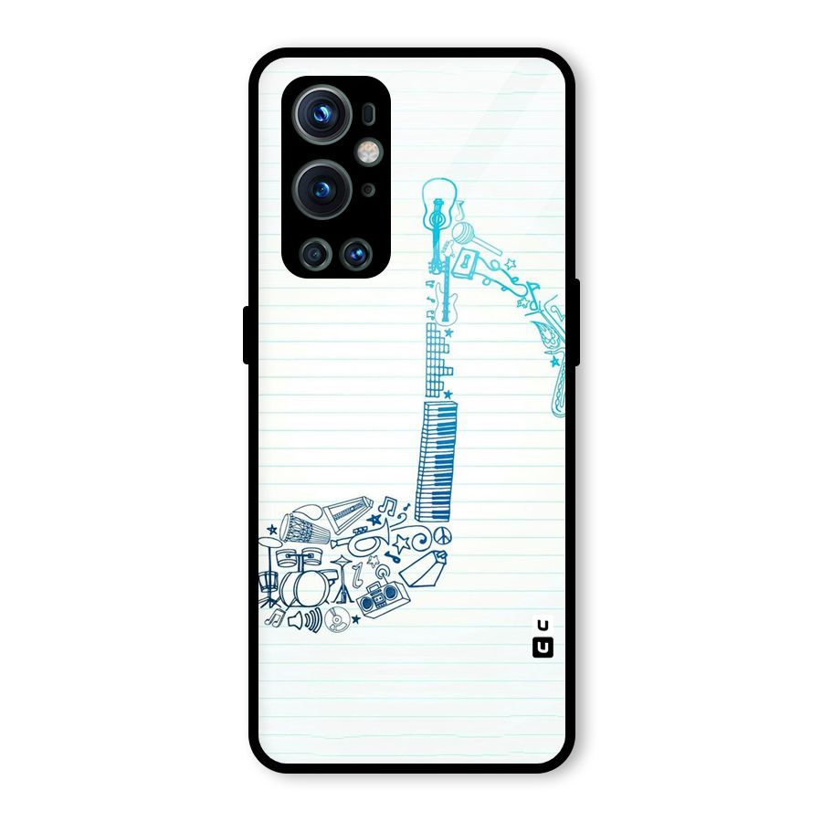 Music Note Design Glass Back Case for OnePlus 9 Pro