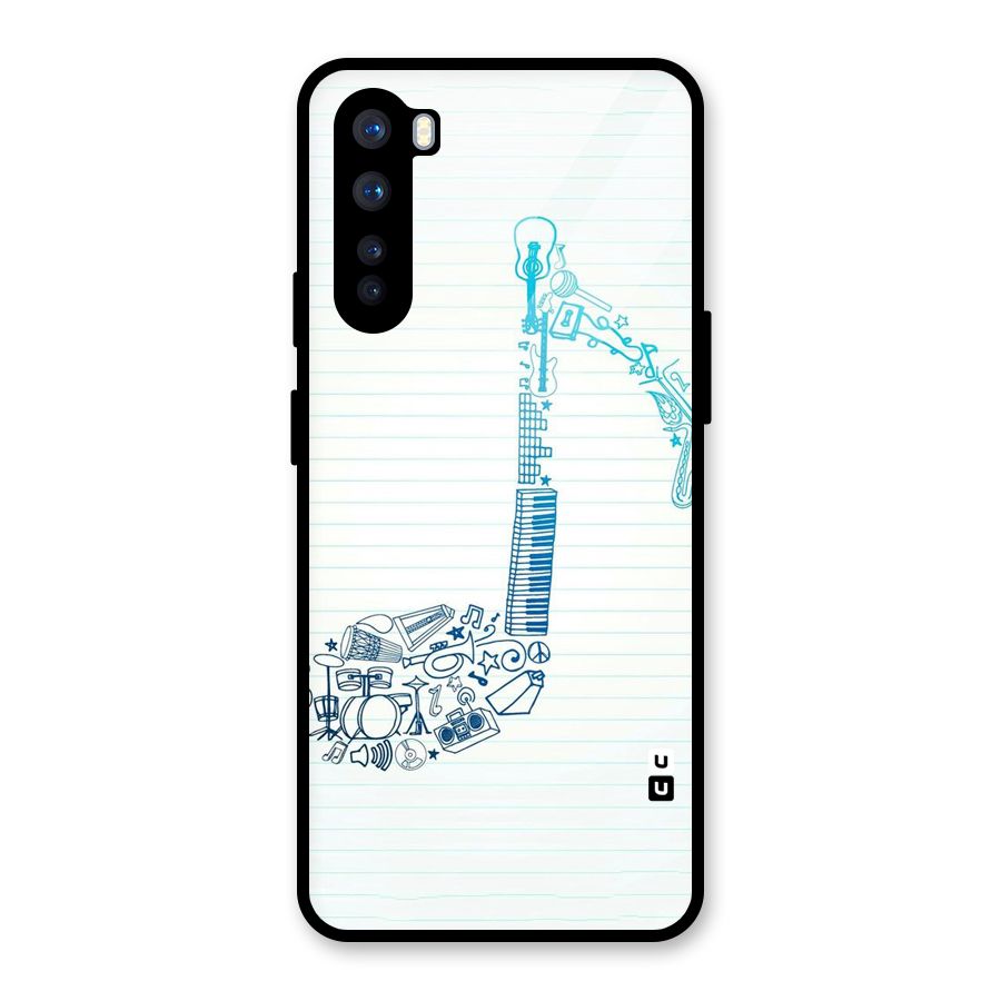 Music Note Design Glass Back Case for OnePlus Nord