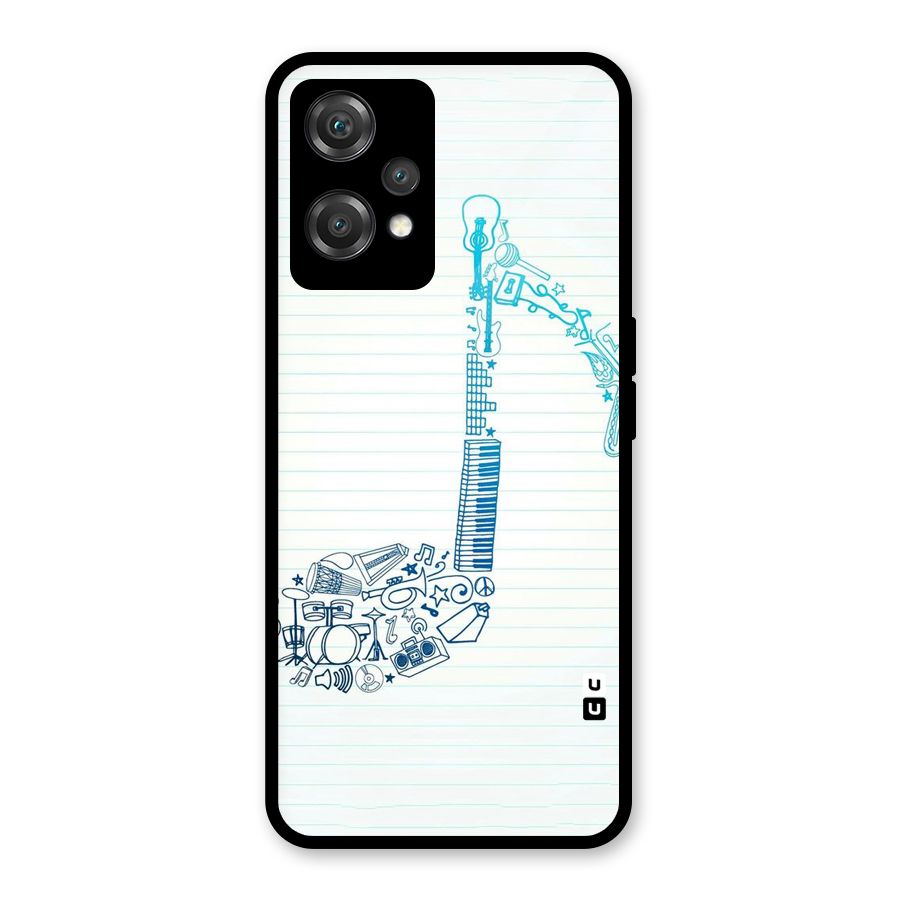 Music Note Design Glass Back Case for OnePlus Nord CE 2 Lite 5G