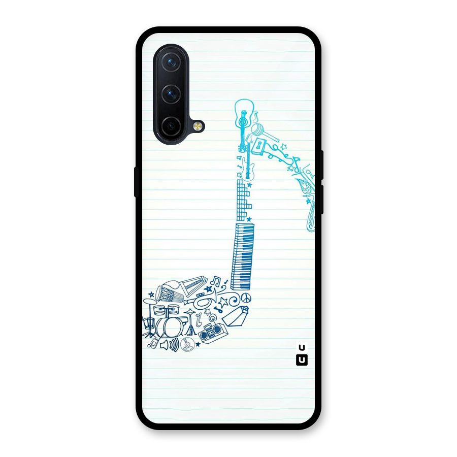 Music Note Design Glass Back Case for OnePlus Nord CE 5G