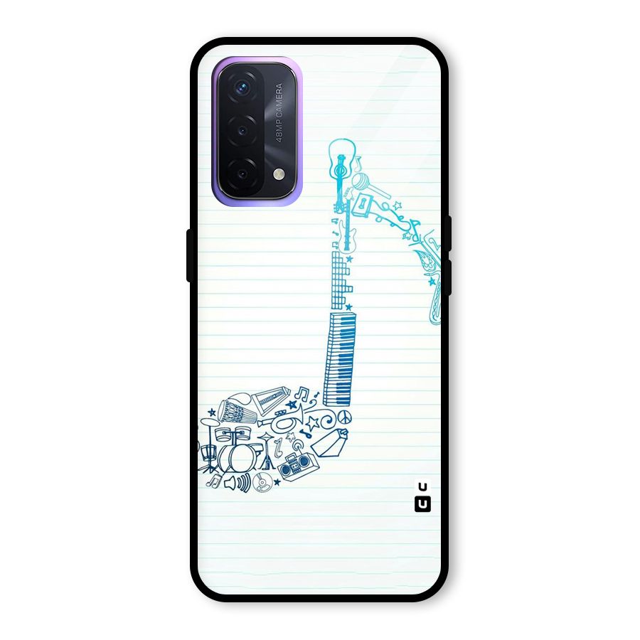 Music Note Design Glass Back Case for Oppo A74 5G