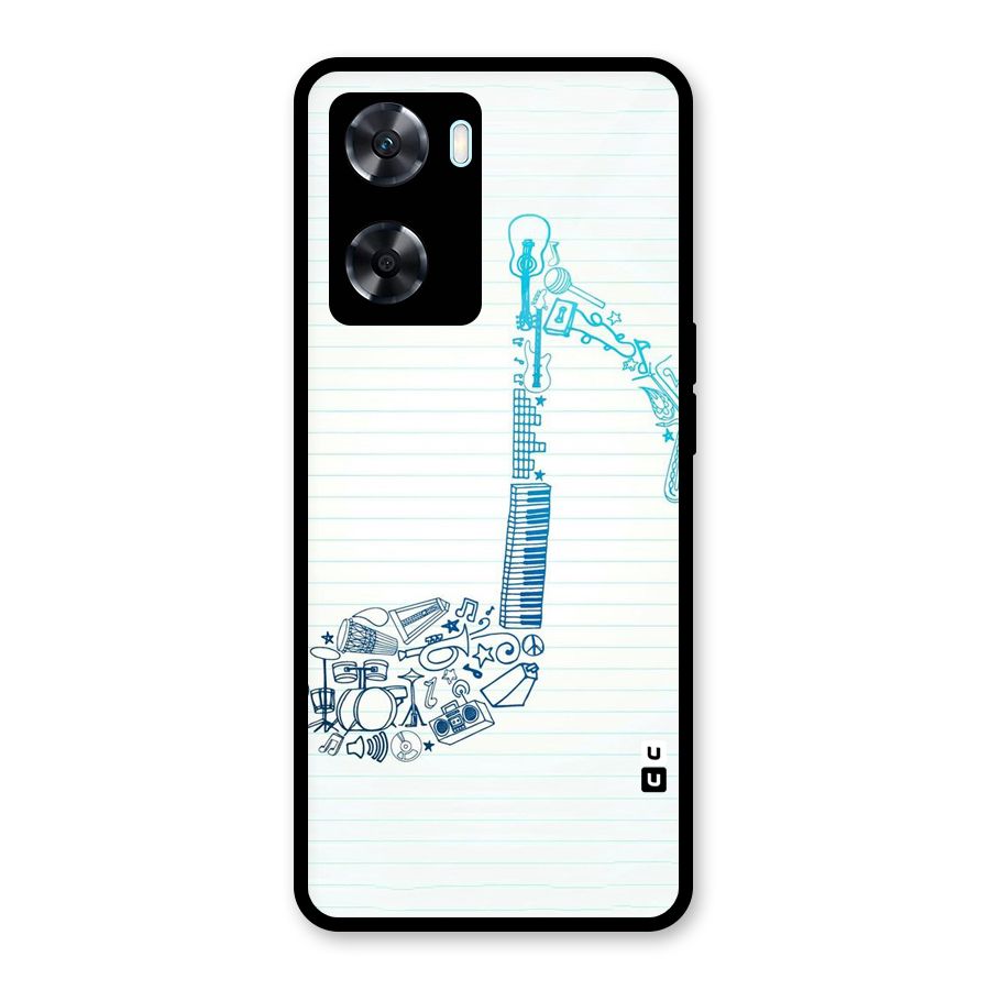 Music Note Design Glass Back Case for Oppo A77