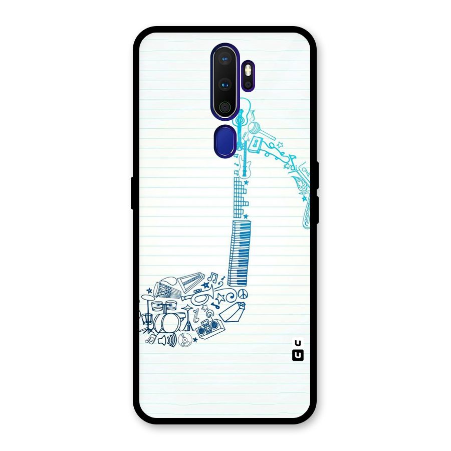 Music Note Design Glass Back Case for Oppo A9 (2020)