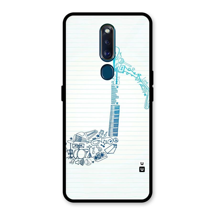 Music Note Design Glass Back Case for Oppo F11 Pro