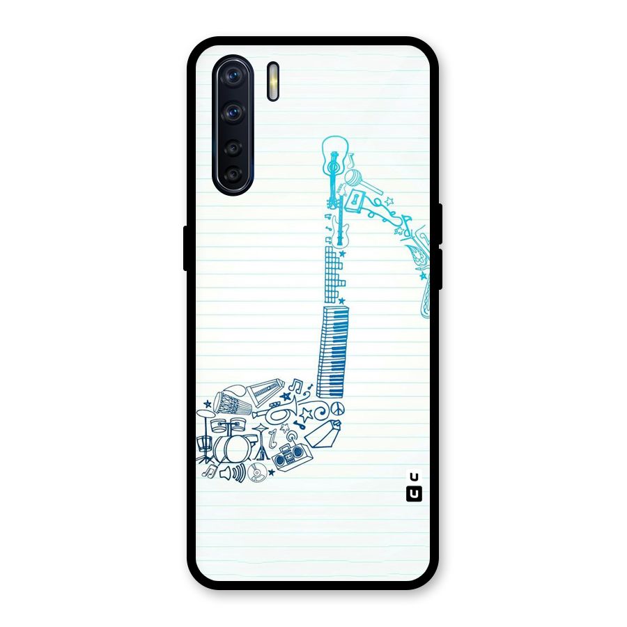 Music Note Design Glass Back Case for Oppo F15