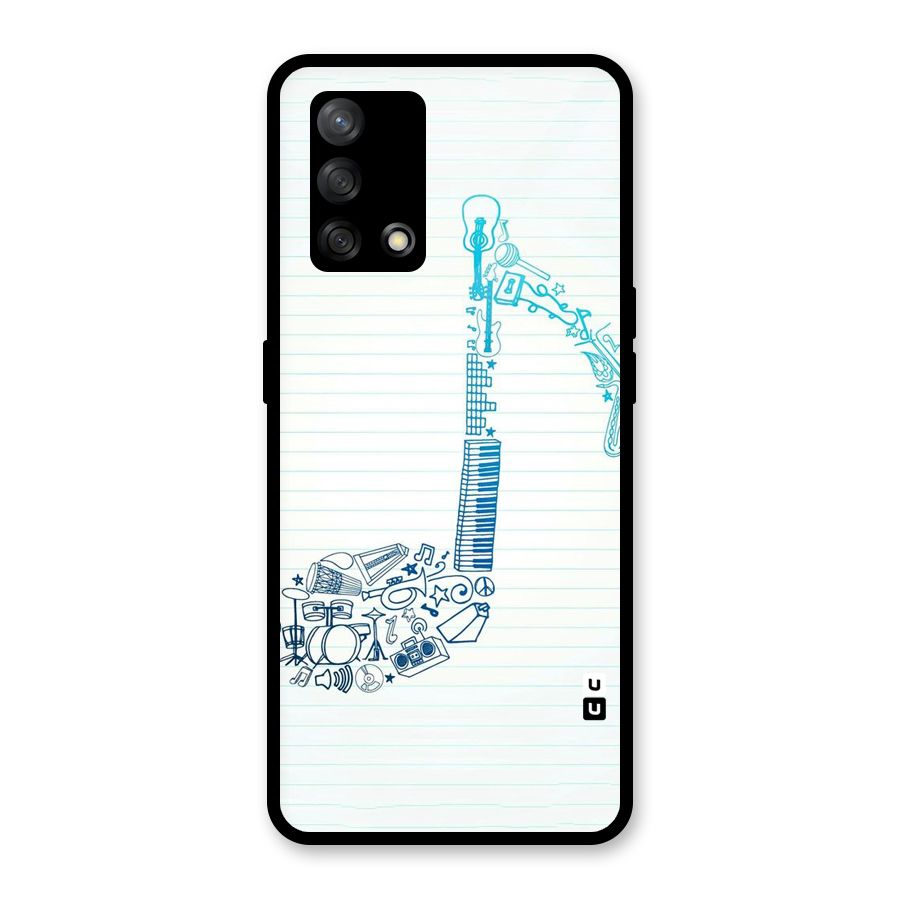Music Note Design Glass Back Case for Oppo F19