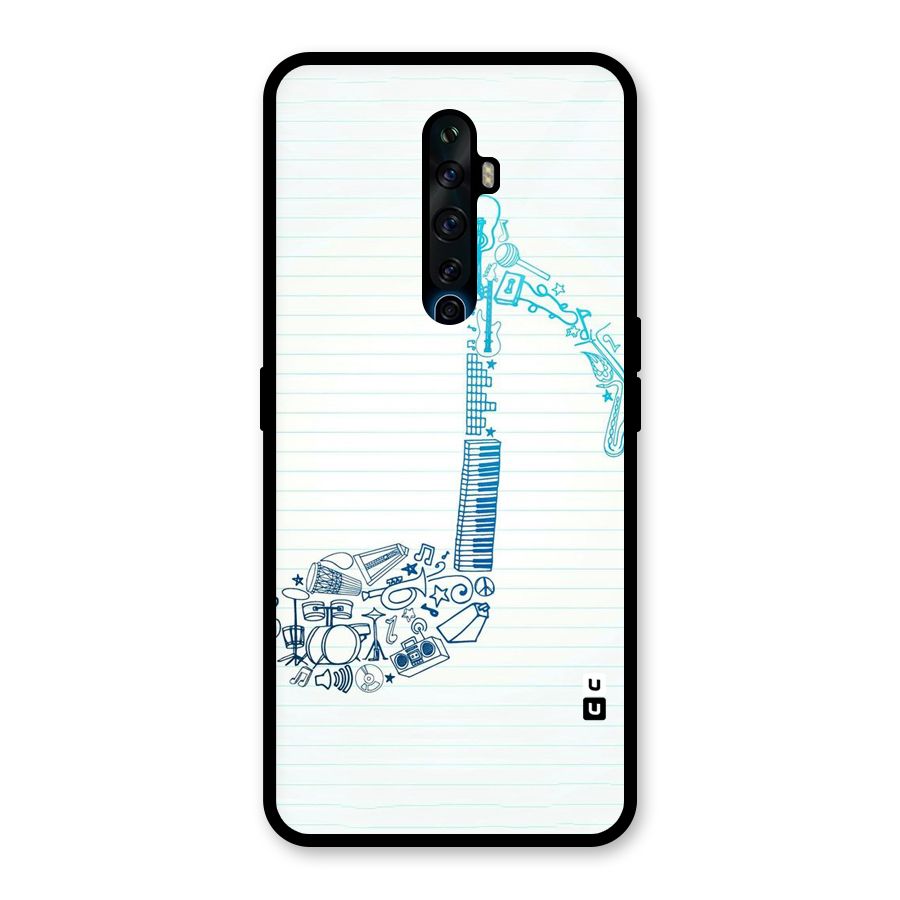 Music Note Design Glass Back Case for Oppo Reno2 Z
