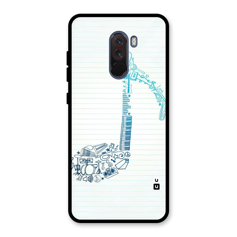 Music Note Design Glass Back Case for Poco F1