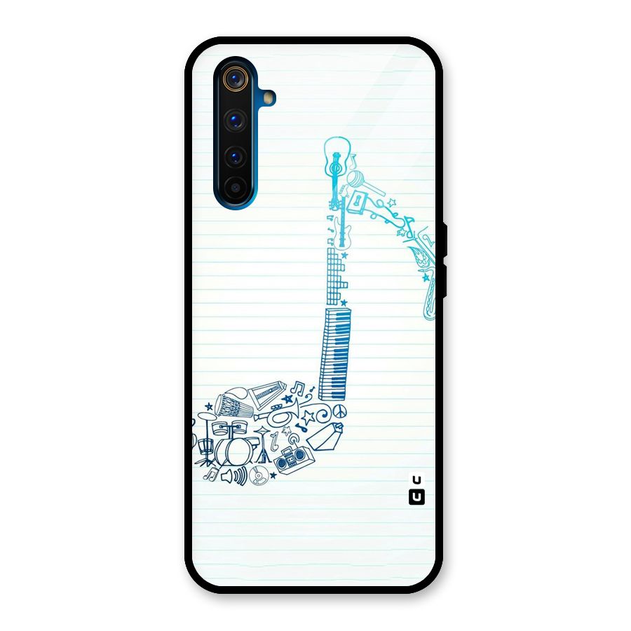 Music Note Design Glass Back Case for Realme 6 Pro