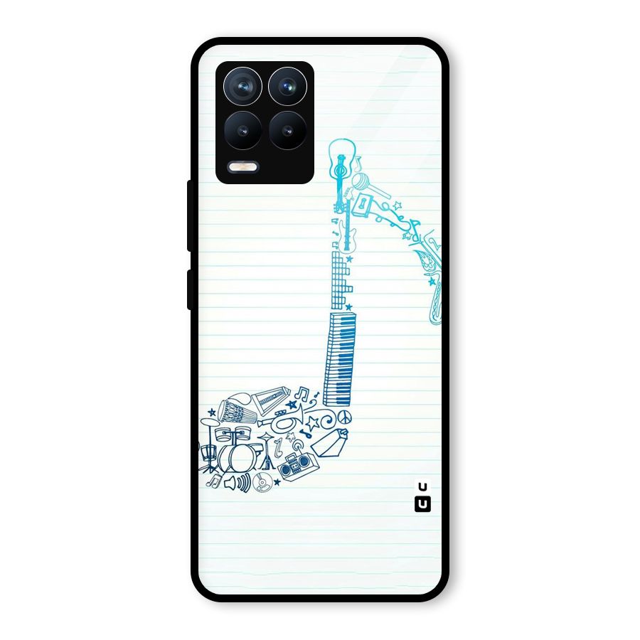 Music Note Design Glass Back Case for Realme 8